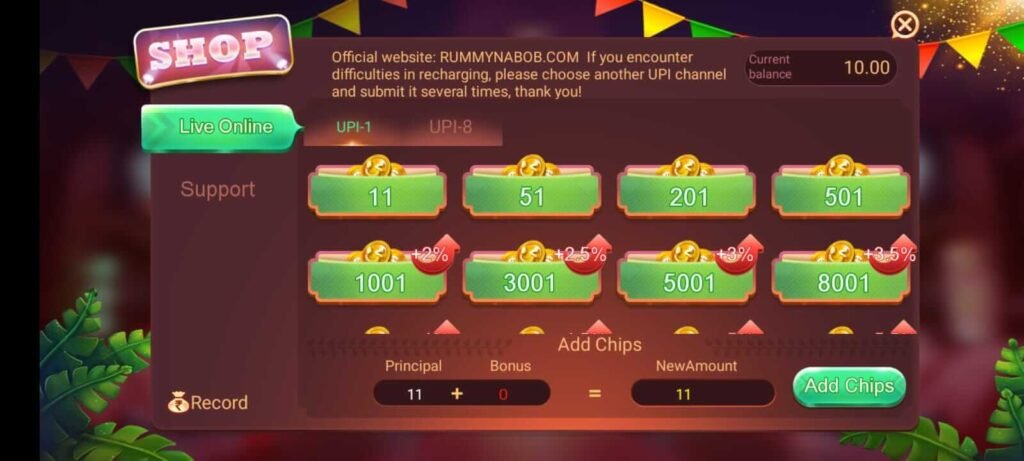 Rummy Nabob Add Cash