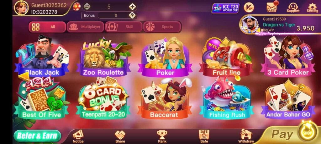 Teenpatti Alano2 available games